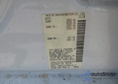 2019 Nissan Altima 2.5 Sr z USA, uszkodzony, nr VIN 1N4BL4CV1KN308899